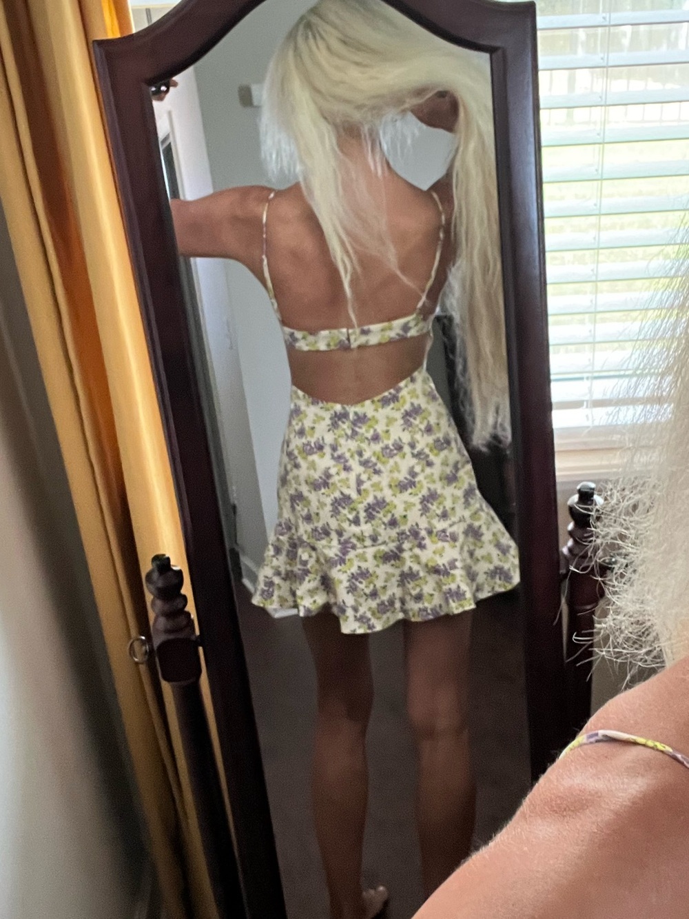 Zara Yellow Floral Ruffle-Trim Mini Dress